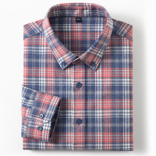 【100棉】罗蒙春秋男士格纹长袖衬衫全棉舒适百搭翻领休闲通勤衬衣 商品图2