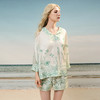Soloseta女士真丝海边度假风睡衣套装桑蚕丝长袖短裤印花2025年秋 商品缩略图3