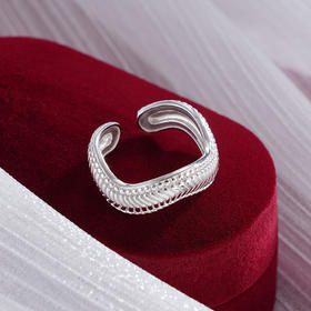 子佩集S925银【冷焰之舞】戒指【JZ-1367】纯银原创2方形圆形2502