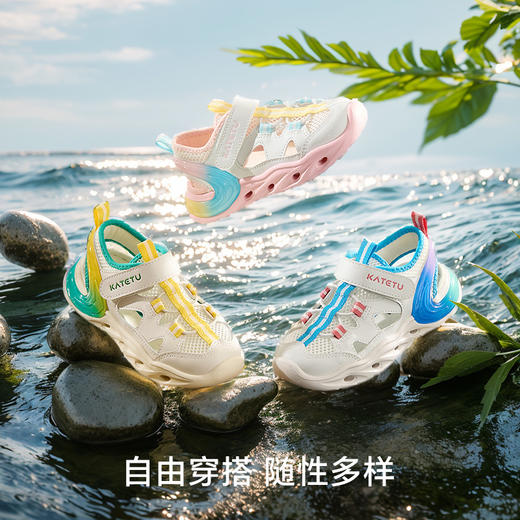 卡特兔童鞋儿童运动鞋2025夏季新品小白鞋防滑耐磨网眼透气跑步鞋 商品图3