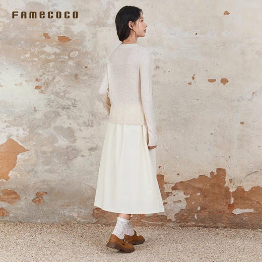 Famecoco范可儿半身裙棉质设计感拼接腰边FAB6HA020 商品图1