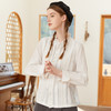 FAMECOCO范可儿衬衫纯棉木耳立领文艺通勤长袖衬衣女F225BH001 商品缩略图1