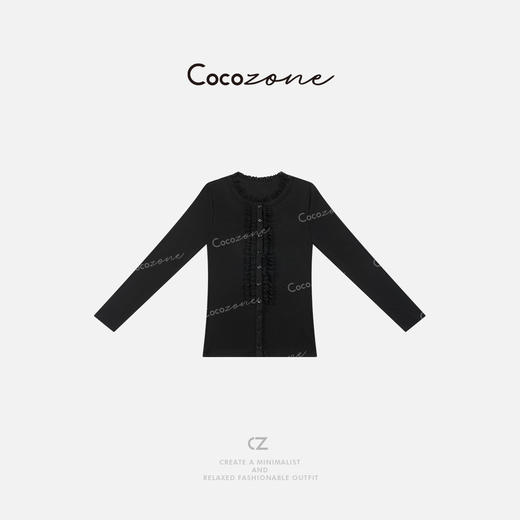 COCO ZONE 2025新款拼接木耳边边单排扣针织衫CD2A0290 商品图0