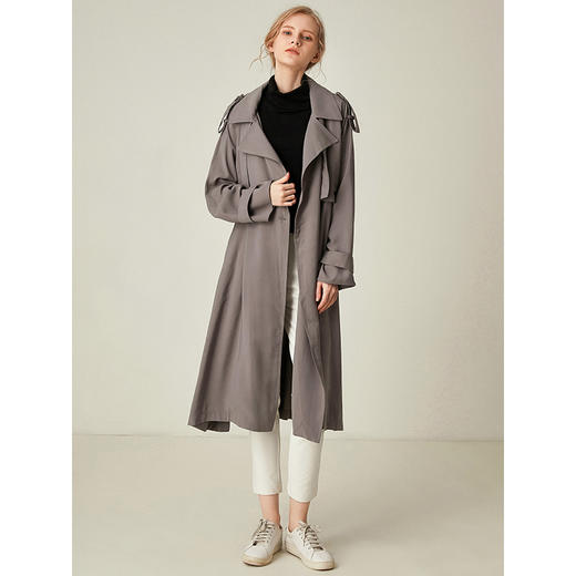 famecoco范可儿大翻领风衣女春秋专柜休闲高端气质外套F181AA151 商品图1