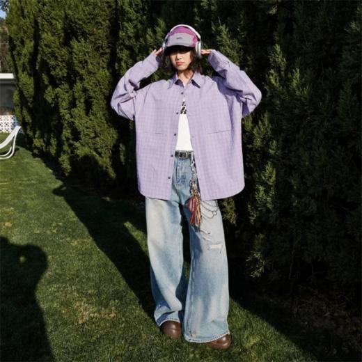 神仙情侣款衬衣❗仅售79/件💰同款官网258💰【斯辰唯佳 情侣多巴胺色系🌈山系泡泡格衬衣E50-G2509】拍照超上镜📸和TA一起甜到炸🔥 商品图7