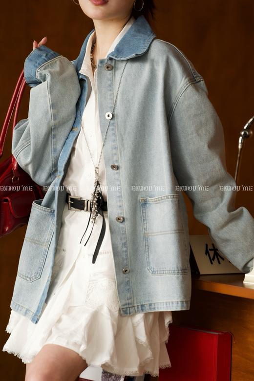 【门店同款】ENJOY春季盐貌似糖下摆拼接蕾丝衬衫 161895861 商品图7