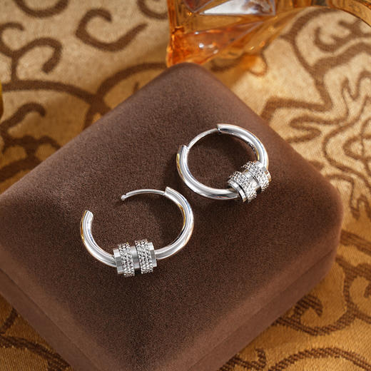 子佩集S925银【温柔晚晚】耳环【EZ-1587】纯银原创2扣环圆环2502 商品图3