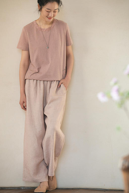 牧衣游原创 炒色汉麻裤子轻薄柔软透气禅意宽松百搭休闲裤 舞清影 商品图5