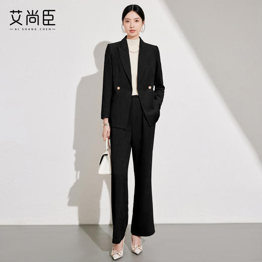 艾尚臣黑色西装套装女2024冬新款高级感职业装气质女神范工作服秋 商品图3