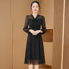 春秋妈妈气质长袖纯黑裙子中长款连衣裙QYM-DL0282 商品缩略图3