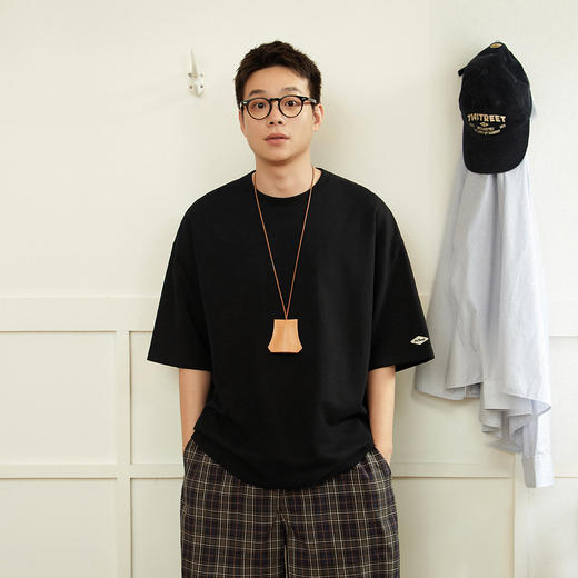 714street重磅抗皱五分袖短袖T恤男25夏季新款宽松半袖基础款上衣 商品图3