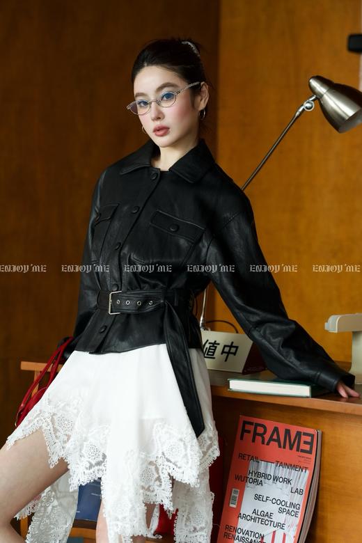 【门店同款】ENJOY春季盐貌似糖双口袋系腰带皮衣 161994659 商品图2