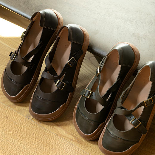 牧衣游原创 复古文艺牛皮鞋子百搭休闲舒适 可恩【不支持会员折】 商品图0