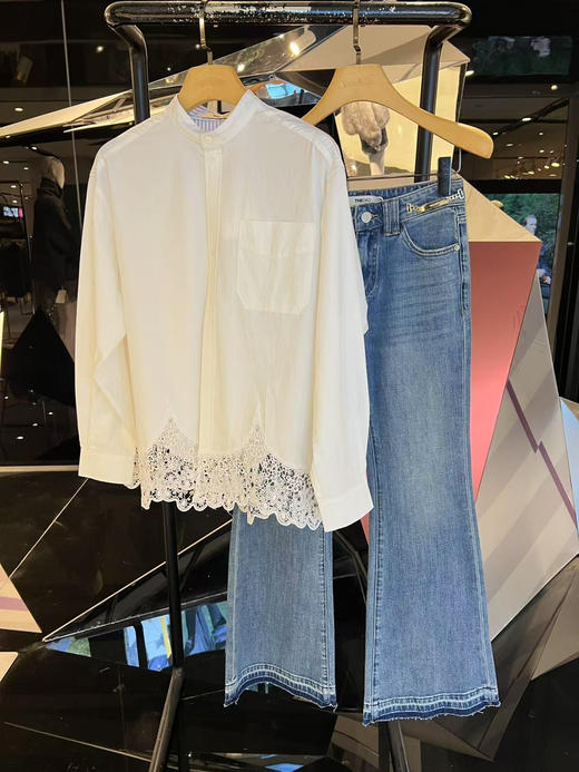 小立领蕾丝边衬衫 商品图1