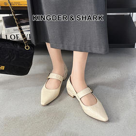 经典鲨2025春季新品百搭纯色优雅尖头浅口气质中粗跟单鞋女KW117-517021