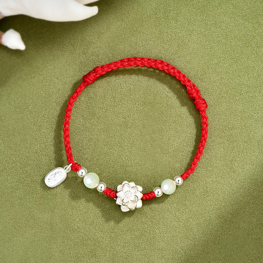 【好运莲莲】卡蒂罗/KADER 新中式莲花手绳 小众轻奢设计简约百搭红绳手编绳 足银 蛇年平安本命年#好运转运礼盒 商品图2