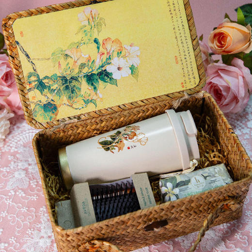 羽诗制造出品 一路生花保温杯气垫梳香皂文创礼盒 商品图4