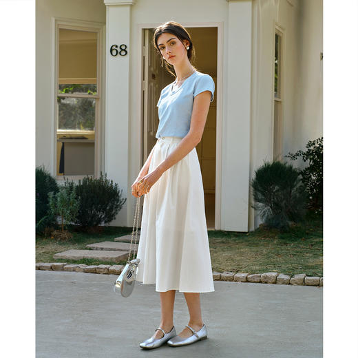 
OLrain欧芮儿法式白色半身裙女夏季2025年新款简约休闲A字裙 商品图3