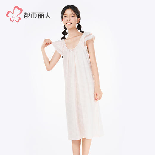 都市丽人生活家居女士正价棉质背心裙薄针织提花无袖类LHH6F9 商品图2