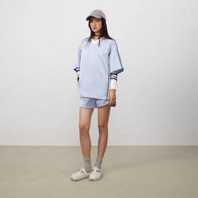 lost in echo2025春夏新款宽松休闲缎面V领短袖棒球衫T恤运动短裤