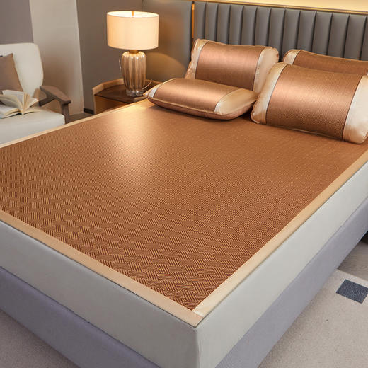 【凉席古藤席】夏季裸睡可折叠空调席 单双人家用软席子 冰丝凉席三件套  商品图1