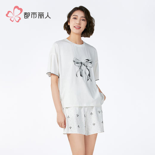 都市丽人生活家居女士无尘棉短袖套装薄单面无尘棉短袖类LHH2D4 商品图2