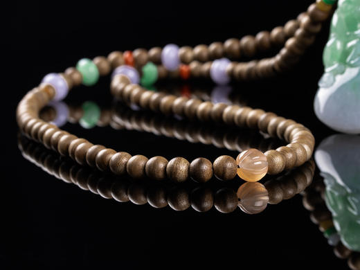 XY0045原创天然沉香+翡翠灵猴套链 商品图4