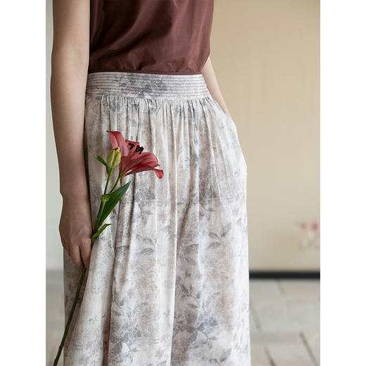 牧衣游原创 印花匹马棉半裙新款宽松文艺浪漫百搭A字半身裙 远照 商品图3