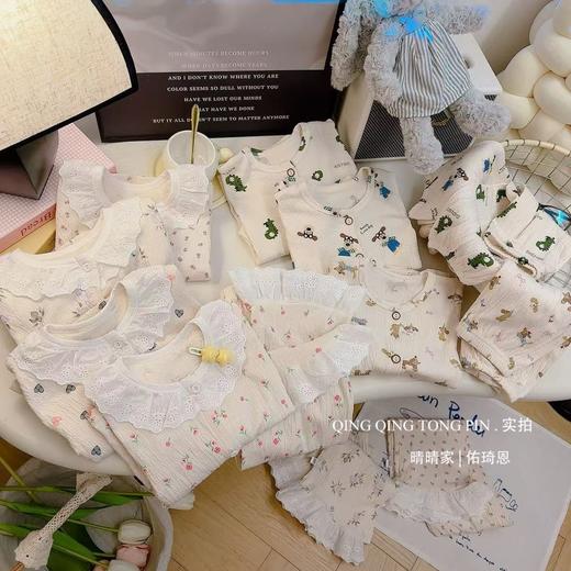 【🔥超韩家居服39.9/起】73-180码儿童A类弹力棉纱套装蕾丝花边宝宝春款可爱中大童空调服睡衣聚 商品图6