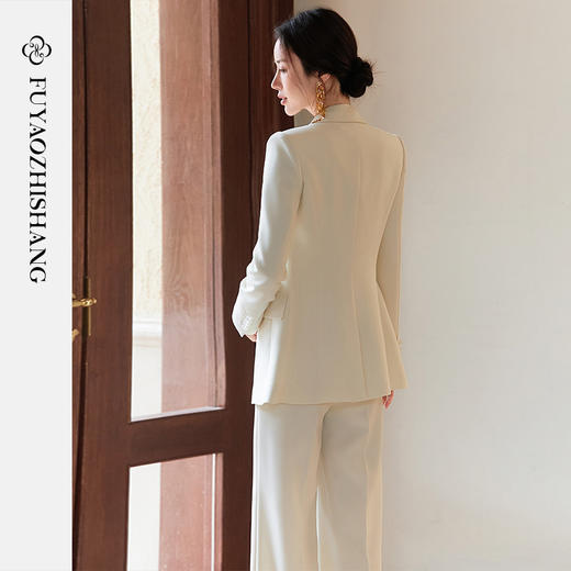 FUYAO扶摇 时尚套装女复古国风盘扣设计感西装马甲三件套工作服春 商品图4