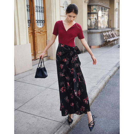 OLrain欧芮儿红色针织衫女夏季2025年新款通勤半开领套头衫 商品图2