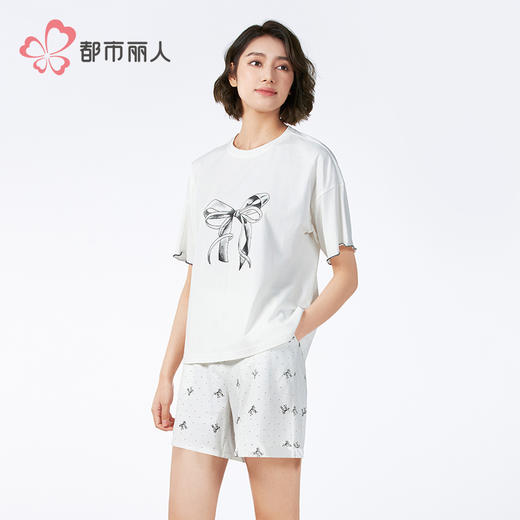 都市丽人生活家居女士无尘棉短袖套装薄单面无尘棉短袖类LHH2D4 商品图1