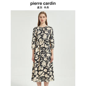 皮尔卡丹女装春季时尚复古印花修身连衣裙C51DL022B3
