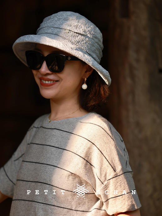 PETIT SCHAN小闪 #081 paper sailboat 纸帆船 棉混纺轻薄透气可折叠渔夫帽大檐显脸小度假遮阳帽子 商品图1