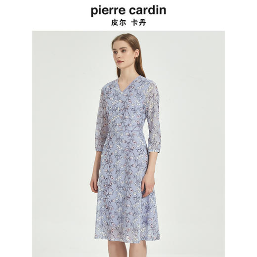皮尔卡丹女装时尚清新淡雅碎花简约连衣裙C51DL023Z3 商品图1