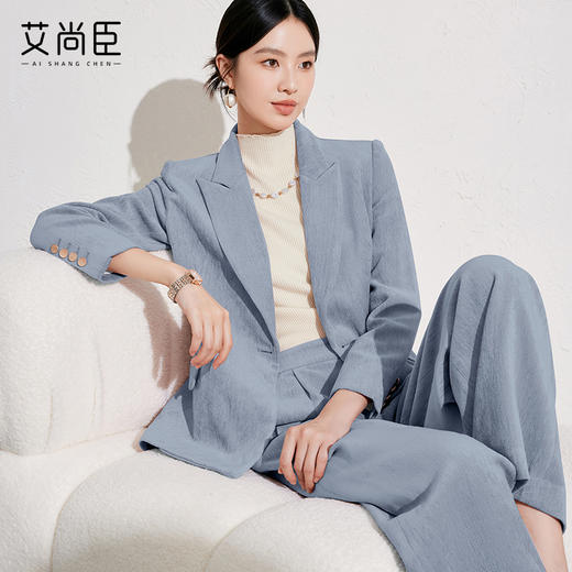 艾尚臣雾霾蓝西装裤女2026秋冬新款气质修身显瘦工作职业垂感长裤 商品图2