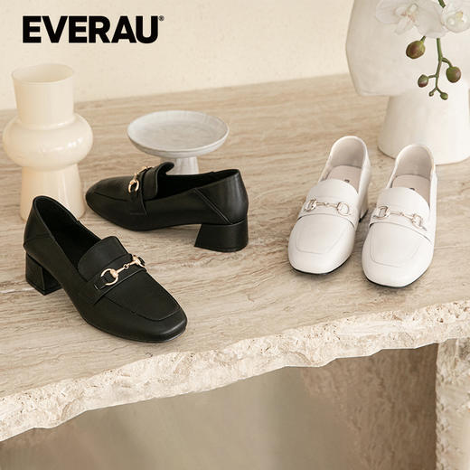 EVERAU跟高3.8cm高跟马衔扣复古乐福鞋女鞋EA7051 商品图2