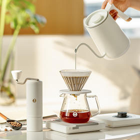 泰摩 进阶型家用手冲咖啡套装礼盒  温控手冲煮壶 磨豆机 电子秤 滤杯  一套配齐