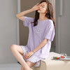 【清仓大促】洁丽雅女士大码家居服睡衣简约舒适亲肤透气短袖短裤套装 商品缩略图2