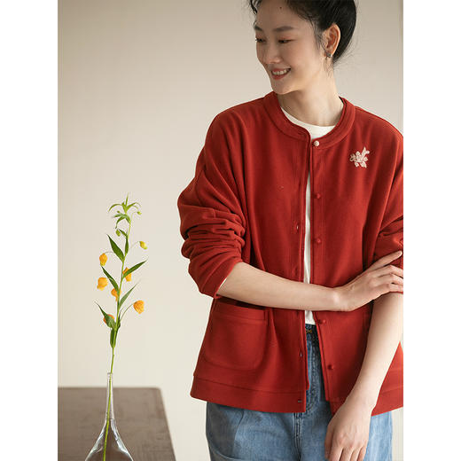 牧衣游原创 手工刺绣短外套舒适柔软简约文艺百搭休闲开衫 壹浅浅 商品图2