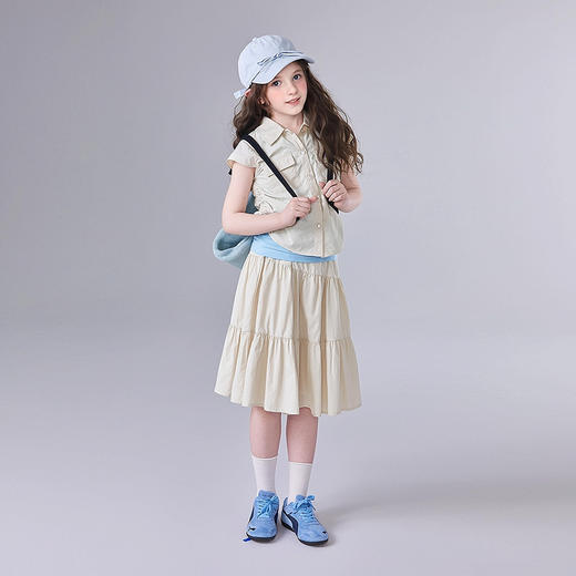 笛莎Deesha 童装女童套装2025夏新款女童轻盈飞袖童趣半裙套装 商品图2
