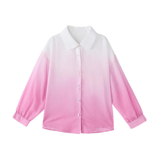 笛莎Deesha 童装女童衬衫2025夏新款女童粉白渐变衬衫 商品图4