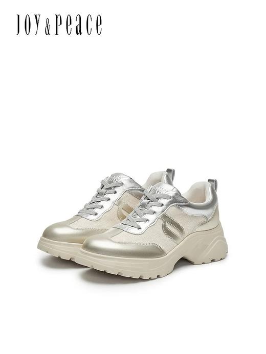 Joy&peace真美诗 盛夏光年2025春季新款金色休闲运动鞋厚底老爹鞋女YYM32AM5 商品图0
