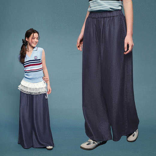 笛莎Deesha青少年女童裤子2025夏季女童阔腿裤 商品图0