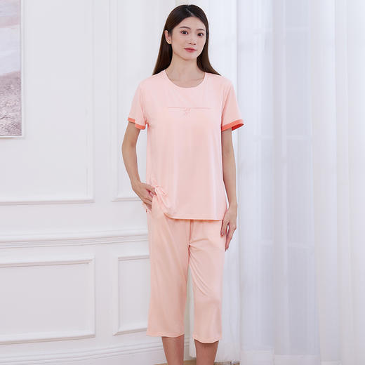 【商场同款】熳洁儿 带杯垫家居服短袖七分裤免穿文胸莱赛尔25203221 商品图1