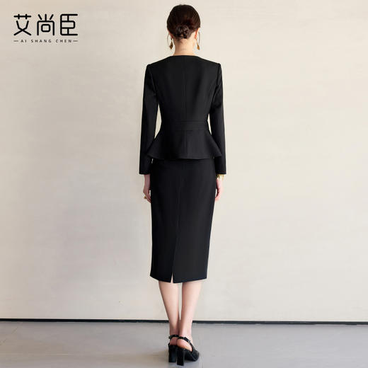 艾尚臣黑色小香风套装女2025春季新款修身遮肉西装半身裙两件套春 商品图4