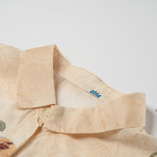 谜底微透衬衫七分袖女2025夏季新款复古风提花合体衬衣256MC6008 商品图3