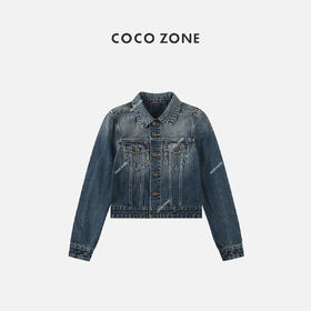 COCOZONE100%棉短款牛仔外套重工洗水拼接设计23C19131