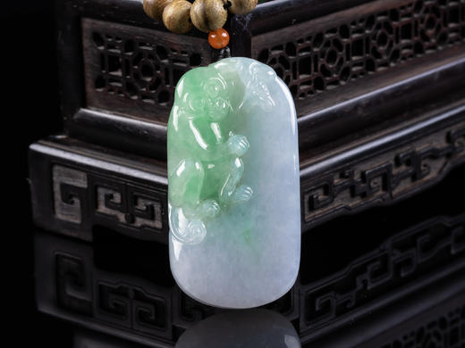 XY0045原创天然沉香+翡翠灵猴套链 商品图1