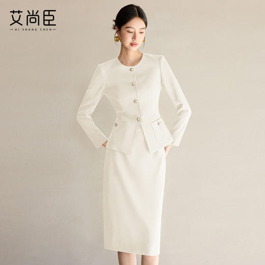 艾尚臣小香风套装女春季新款高级感正式场合时尚外套半身裙两件套 商品图1